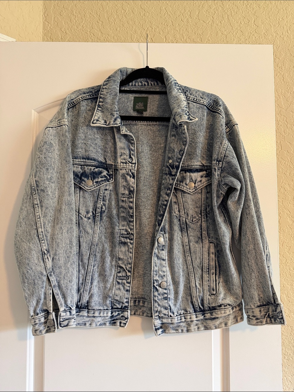 wild fable Light Wash Denim Bomber-Style Jacket